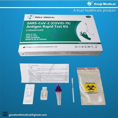 Renji   Cotonete rápido de Kit Nasal do teste do antígeno de COVID 19 (ouro coloidal) 10 - 15Min