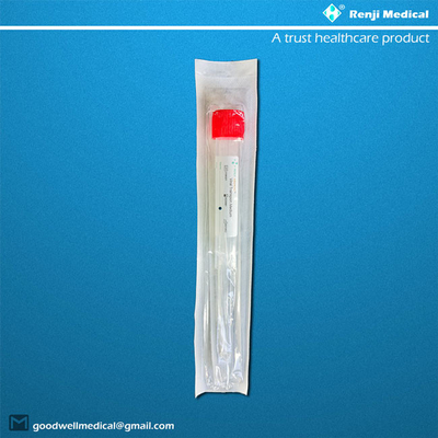 O tubo superior vermelho estéril da coleção de espécime reuniu o material de nylon oral médico