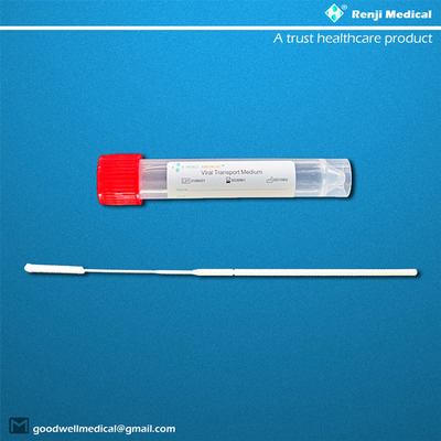 O tubo superior vermelho estéril da coleção de espécime reuniu o material de nylon oral médico