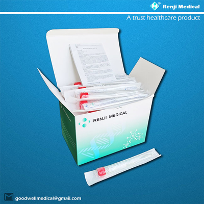 O tubo superior vermelho estéril da coleção de espécime reuniu o material de nylon oral médico