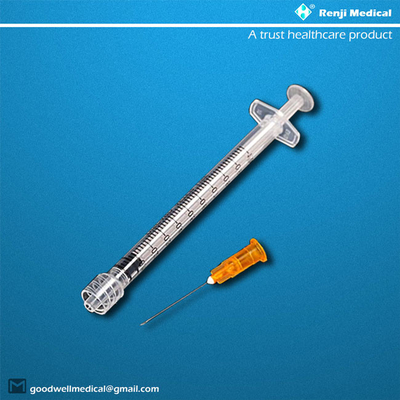 Materiais de consumo médicos descartáveis de MSDS, seringa do fechamento de 25G 1ml Luer com agulha