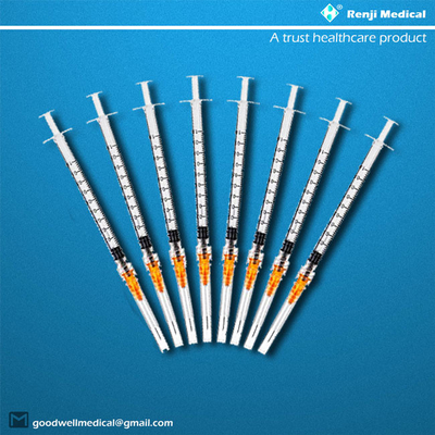 Materiais de consumo médicos descartáveis de MSDS, seringa do fechamento de 25G 1ml Luer com agulha